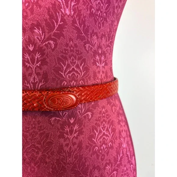 Christian Dior Red Woven Braided Leather Belt Medium Aniline Cowhide Vintage - Picture 9 of 10